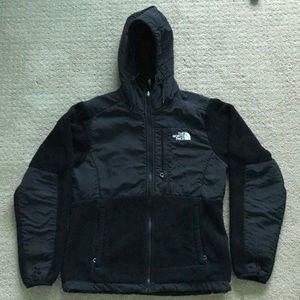 Black North Face fleece jacket with hood